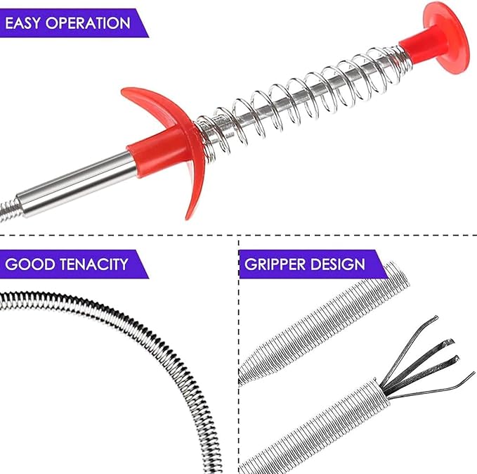 Drain Snake,33 inch Flexible Claw Grabber Tool,Drain Clog Remover - Snake Drain Hair Removal Tool for Home Sink, Bathroom Tub,Drain, Toilet, Tight Spaces