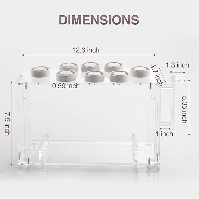 Hair Tool Holder for Dyson Airwrap Attachments, Storage Holder Compatible with Shark FlexStyle FlexFusion, Acrylic Display Rack Countertop Organizer Wall Mount for Hair Stylers, Clear&White