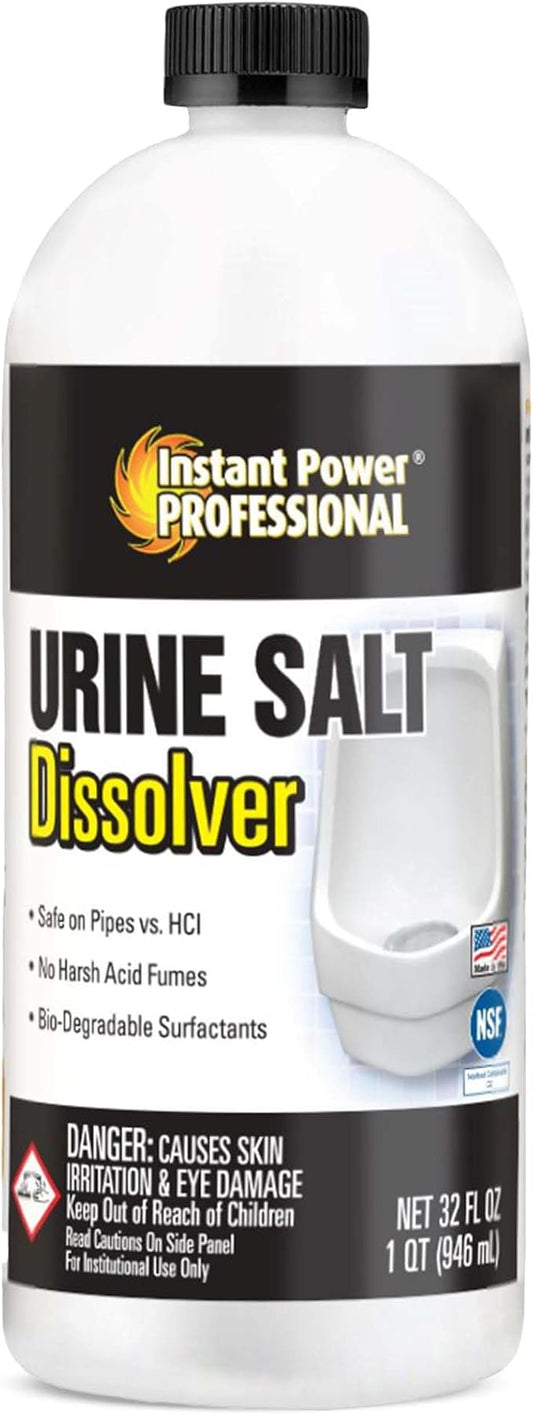 Instant Power Professional Urinal Salt Remover - Helps with Uric Salt Buildup, Dissolves Urine Salt, Urinal Drain Cleaner for Regular and Waterless Urinals, Safe on all Toilet Pipes - 32 fl oz