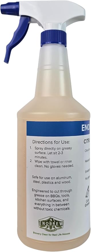 Citrus Degreaser and Kitchen Grease Cleaner, Heavy Duty Natural Citrus Formula for BBQ Grills, Stovetops, Cabinets, Autos and Outdoor Surfaces, Fast Acting Best Kitchen Degreaser (32 oz)