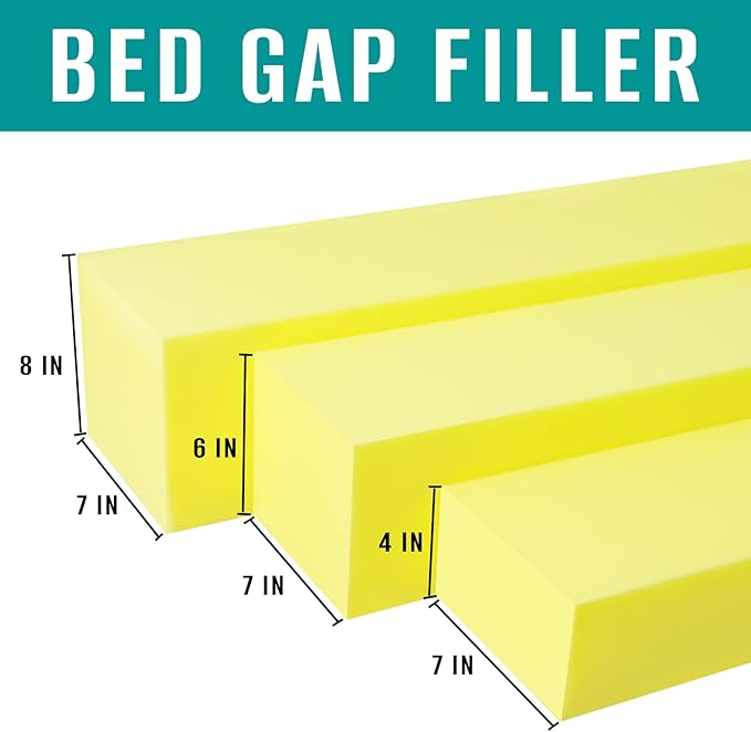 Bed Gap Filler, High Density Foam Mattress Extender for Headboard/Wall Gaps,2-Meter Extra Long Cut-to-Fit Yellow Foam Sponge Strip (78''x4''x7'')
