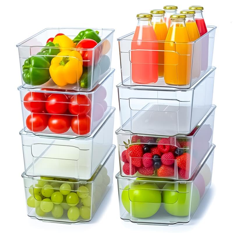 Utopia Home Plastic Stackable Storage Bins for Fridge, 8 Pack - Image 1