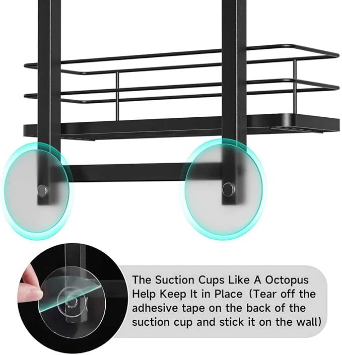 Shower Caddy Hanging, Adjustable Anti-Swing-Over The Shower Head Caddy, 3 Tier Height Bathroom Storage Organizer Bathroom Shelves Basket Rack Shower Caddies (3Tier)