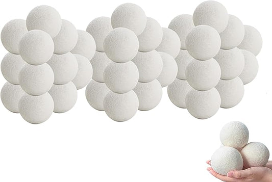 Organic Wool Dryer Balls, Wool Balls for Dryer, Laundry Balls for Dryer Reusable 48P Reducing Clothing Wrinkles,Saving Drying Time (Cream White)