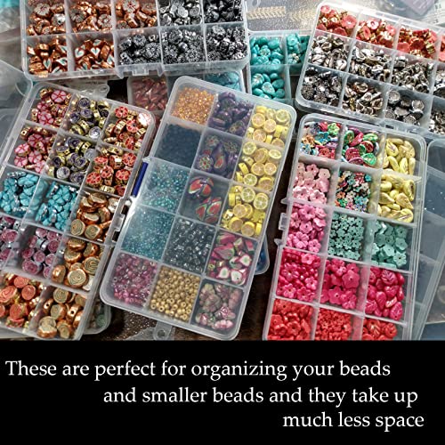 KINJOEK 10 Pack 15 Grids Plastic Bead Organizer Containers - Image 4