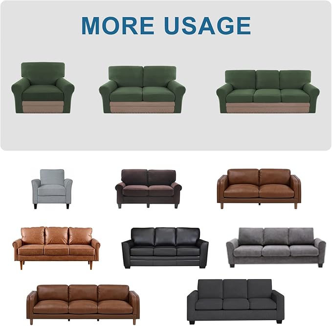H.VERSAILTEX Multi-Pieces Sofa Covers Stretch Couch Covers Form Fitted Seats and Back Cushions Covers (2 Seat Covers Plus 2 Back Cusion Covers, Bonus 2 Armrest Covers), Bronze Green