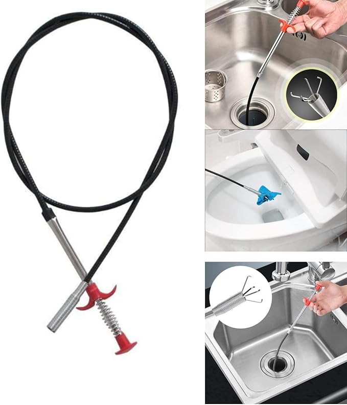 Drilax 36-Inch Flexible Grabber Tool for Drains | Spring-Action Claw with Mechanical Fingers for Hair Removal, Sink & Shower Clog Cleaner | Bendable Pickup Tool for Kitchen, Bathroom, RV