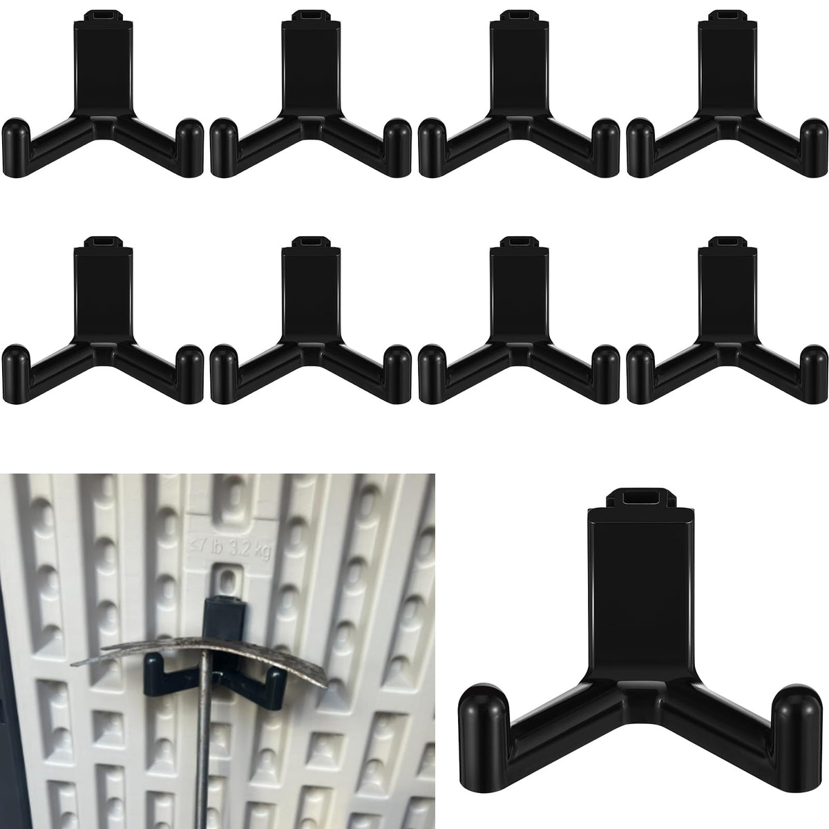 Yaocom 10 Pcs Tool Hook for Shed Accessories, Plastic Black - Image 1