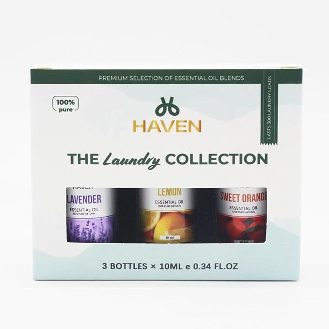 Essential Oil Set for Laundry | 100% Pure Therapeutic Grade Oils | Ideal for Wool Dryer Balls & Oil Diffusers | Includes Lavender, Lemon, Sweet Orange | Eco-Friendly Aromatherapy Gift Set