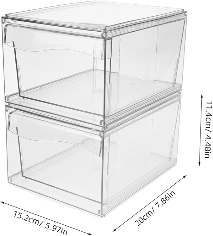 CHILDWEET 2pcs Acrylic Makeup Organizer Stackable Desktop Storage Box for Cosmetics and Items Stylish Vanity Organizer for Bathroom and Bedroom Use