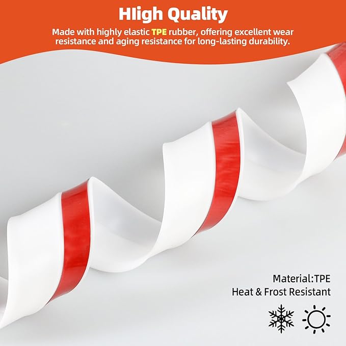 Garage Door Seal Top and Sides, 40 FT Universal TPE Weather Stripping Trim Weatherproofing Seal with Nails and Lids in White