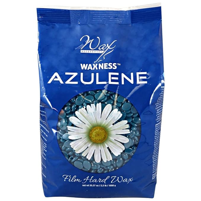 Waxness Film Hard Wax Beads Azulene 2.2 lb (1 kg) – Stripless Professional Hard Wax with Azulene for Face & Body, Smooth Application – Made in Italy