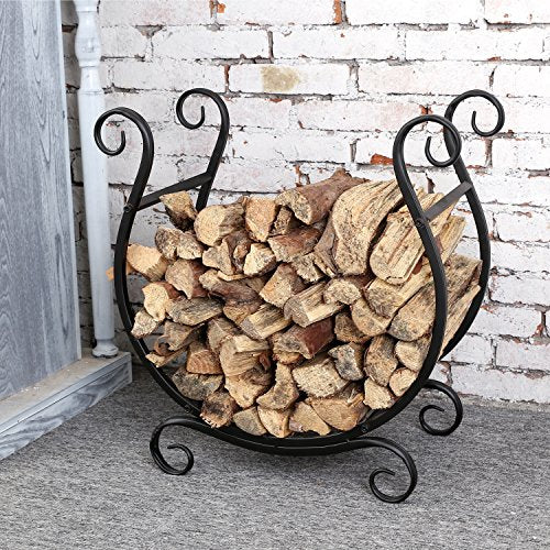 MyGift Black Metal Freestanding Firewood Rack | Home Organization - Image 4