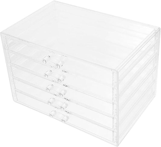 Cabilock Five Storage Box Acrylic Jewelry Organizer Makeup Holder Desktop Drawers for Countertop