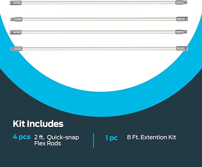 Eastman Lint Wizard Dryer Vent Cleaning Extension Rods, 8 Foot Flexible Quick-Snap Rods, 60767
