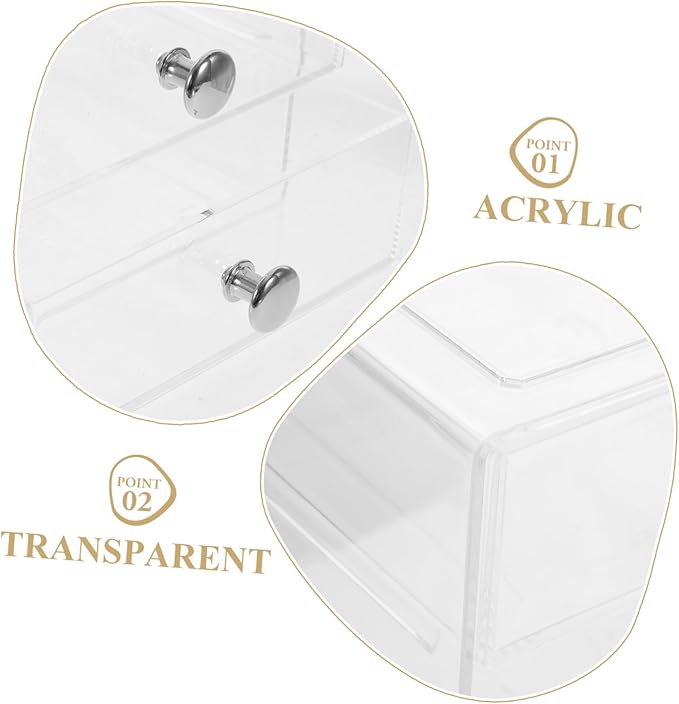 Vaguelly Clear Drawer Organizer for Makeup Jewelry Stackable Storage Box Handles for Desktop and Home Use