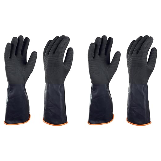North Tower Chemical Resistant Gloves Rubber Heavy Duty Glove Work With Waterproof Gloves For Mens （14in,2 pair）