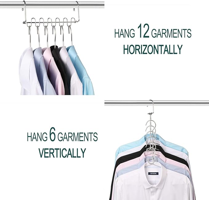 GEFTOL Metal Space Saving Hangers 12 Slots New Version Hanger Magic Cascading Hanger Closet Wardrobe Clothes Organizer(12 Pack)