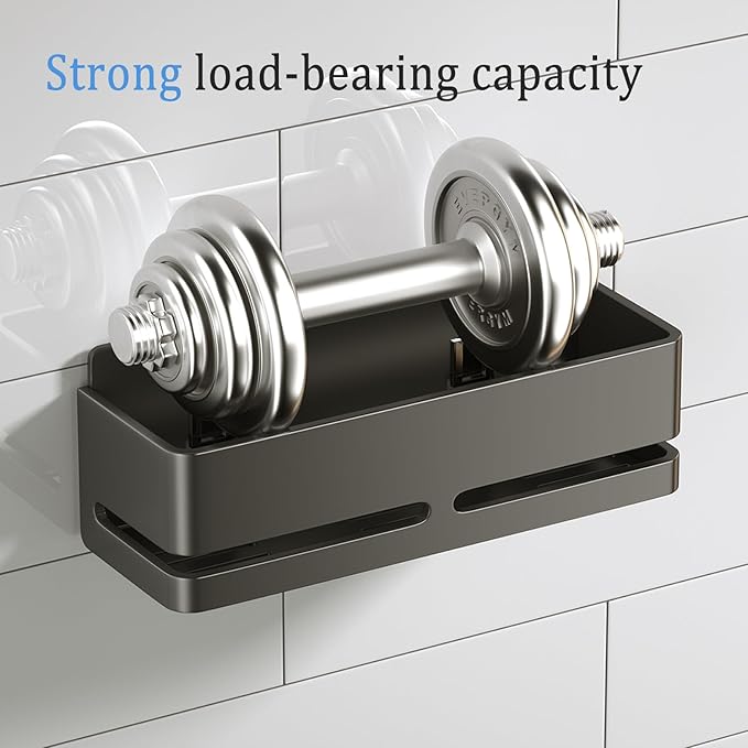 Bathroom Shower Caddy (5-Piece Set Storage Rack), Wall-Mounted Shelf with soap Dish and Toothbrush Holder, no Drilling Required, Ideal for Bathroom Storage and Also Suitable for Kitchen (Grey)