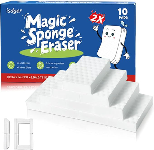 Glass Cooktop Cleaner Sponge, 10 Pack GRS Certified Stove Top Cleaner 2X Density Magic Melamine Sponge Eraser, Extra Durable & Long Lasting, for Kitchen Glass Marble Ceramics Top Daily Cleaning