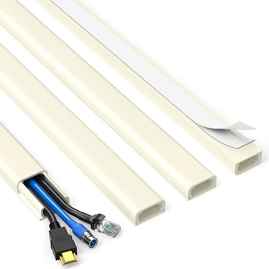 Delamu Beige Cord Hider, 56.7in Beige Cable Hider, Cord Covers for Wires on Wall, Wire Hider Wire Covers for 2-3 Cords for TV on Wall, Easier Setup Cable Cover Management, 4X L14.2 W0.94 H0.47in
