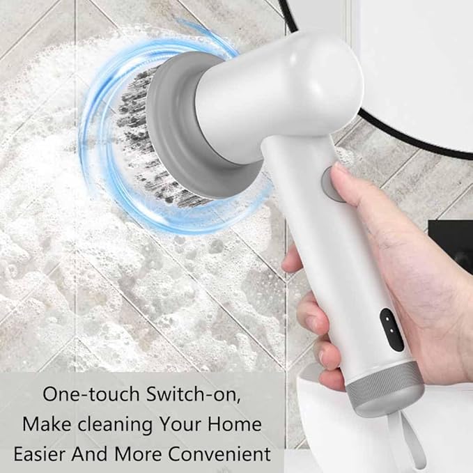Electric Spin Scrubber Electric Cleaning Brush Cordless Power Scrubber with 3 Replaceable Brush Heads Handheld Power Shower Scrubber for Bathtub, Floor, Wall, Tile, Toilet, Window, Sink - Black