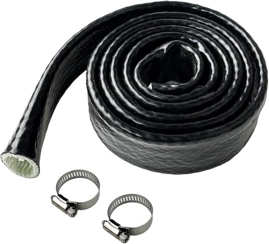 YAMAKATO 1" ID Heat Shielded Fire Thermo Armor Fire Sleeve Silicone Coated Fiberglass Heat Protection for Automotive Hose Lines & Electrical Wiring (Black, 3FT