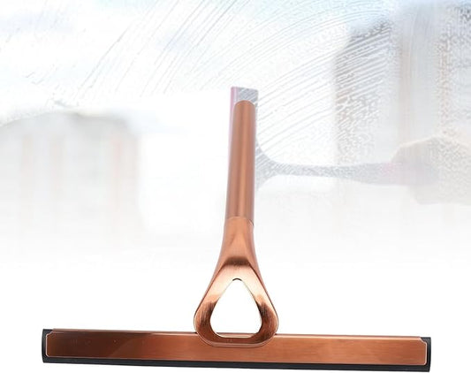 304 Stainless Steel Shower Squeegee for Glass Doors, Silicene Window Mirror Wiper with Hook Bathroom Shower Door Cleaning Tool (Antique Bronze)