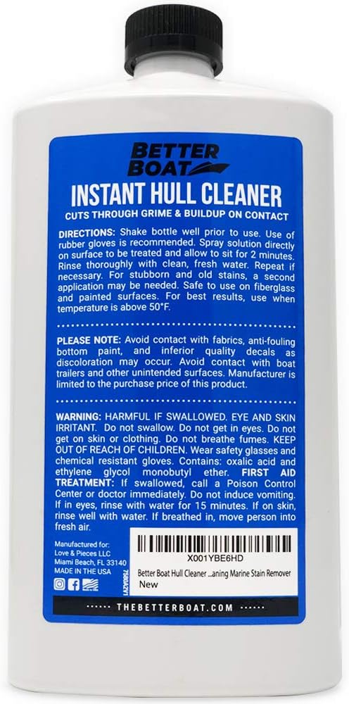 Fiberglass Boat Hull Cleaner, Marine-Grade Stain Remover & Restorer, Deck Cleaner for Boats, Pontoons, Sailboats, Pro Wash Cleaning Supplies