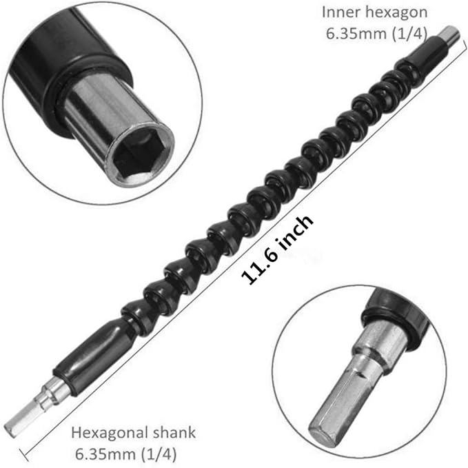 HUAWELL 8 Piece Black Drill Brush Ultra Stiff Cleaning Brush with Extend Attachment Set- All Purpose for Bathroom Surfaces, Grout, Smokers, Grills, Floor, Tile and Hard Water(Black)