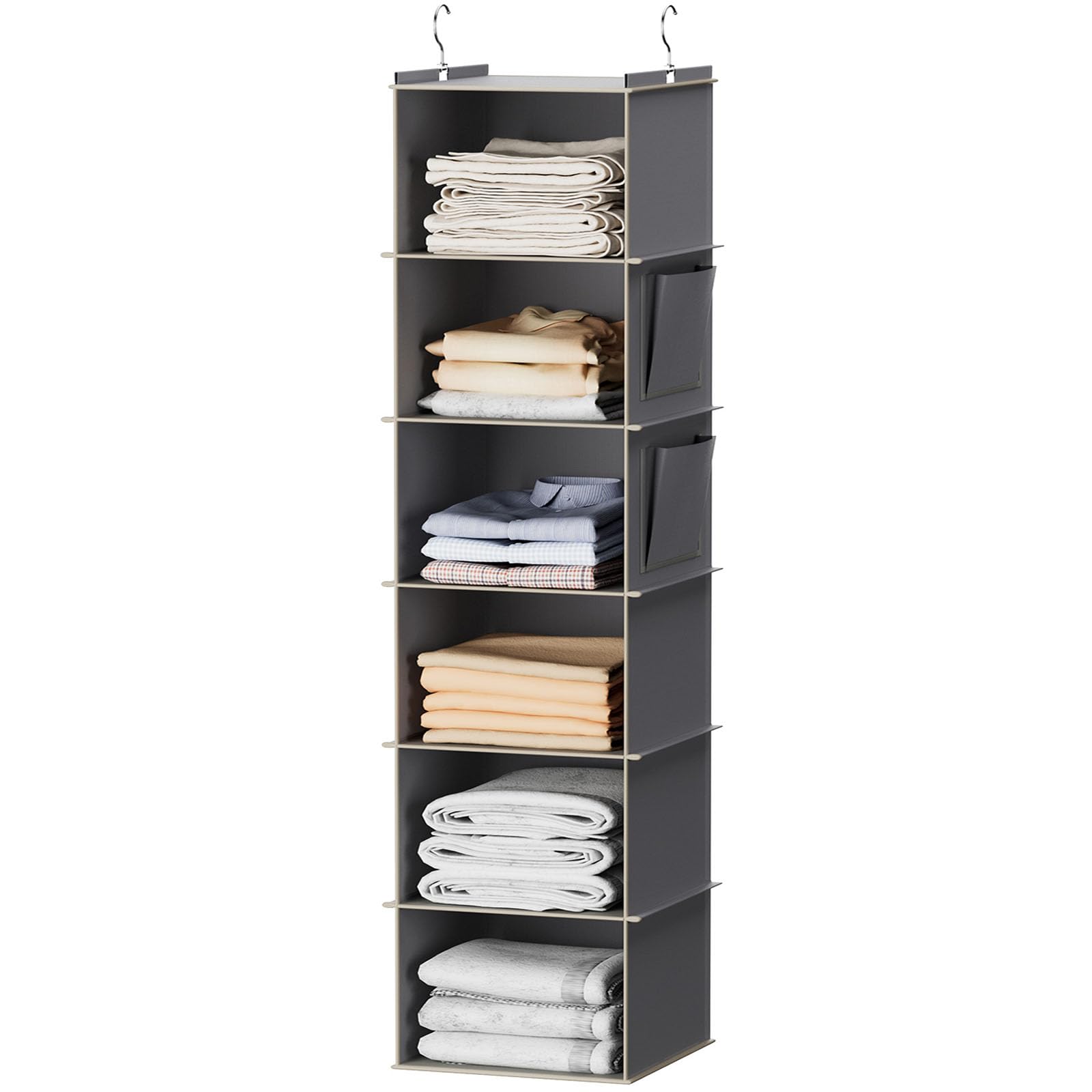 Hanging Closet Organizer and Storage, 6-Shelf, Grey - Image 1