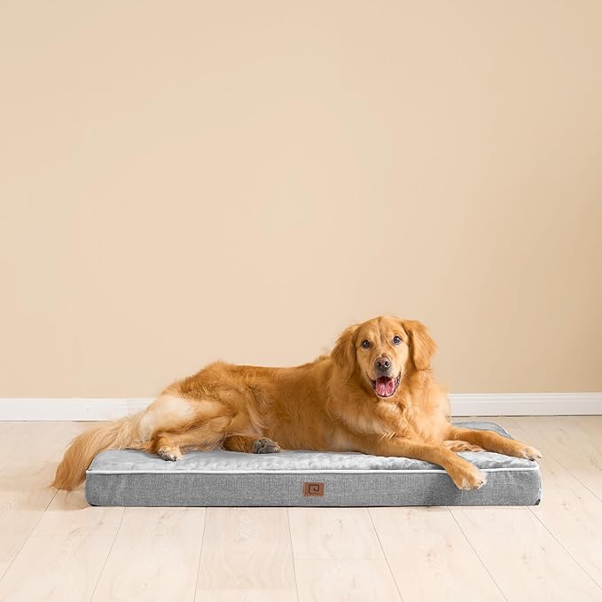 EHEYCIGA Memory Foam Dog Bed Orthopedic 47"x29"，Waterproof Pet Bed for XXLarge Dog Bed ，Washable Pet Mat with Removable Cover, Grey