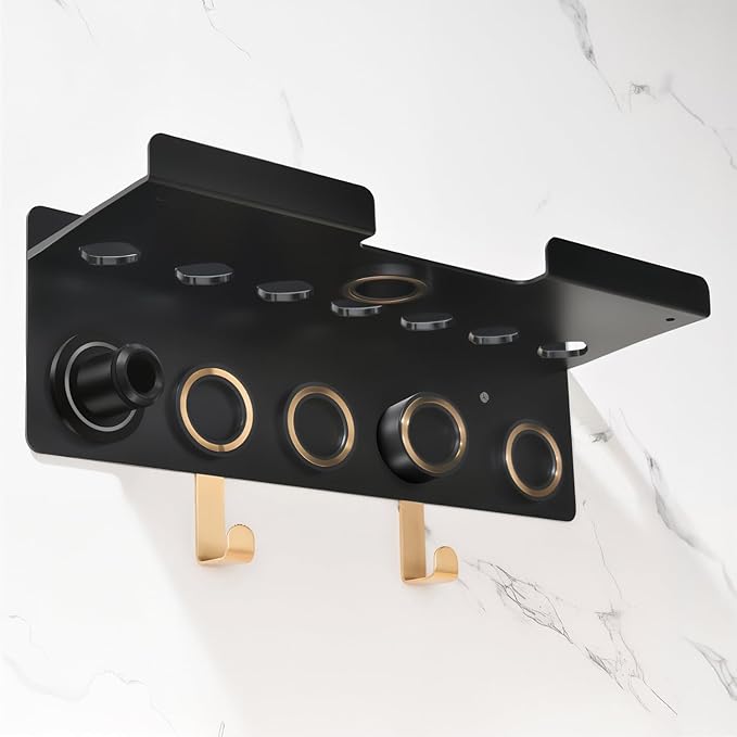 Upgraded 2-in-1 Holder Compatible with Dyson Airwrap and Hair Dryer, Suitable for Both Nural and Supersonic Models, Wall Mounted Stand to Organize Airwrap and Hair Dryer Attachments