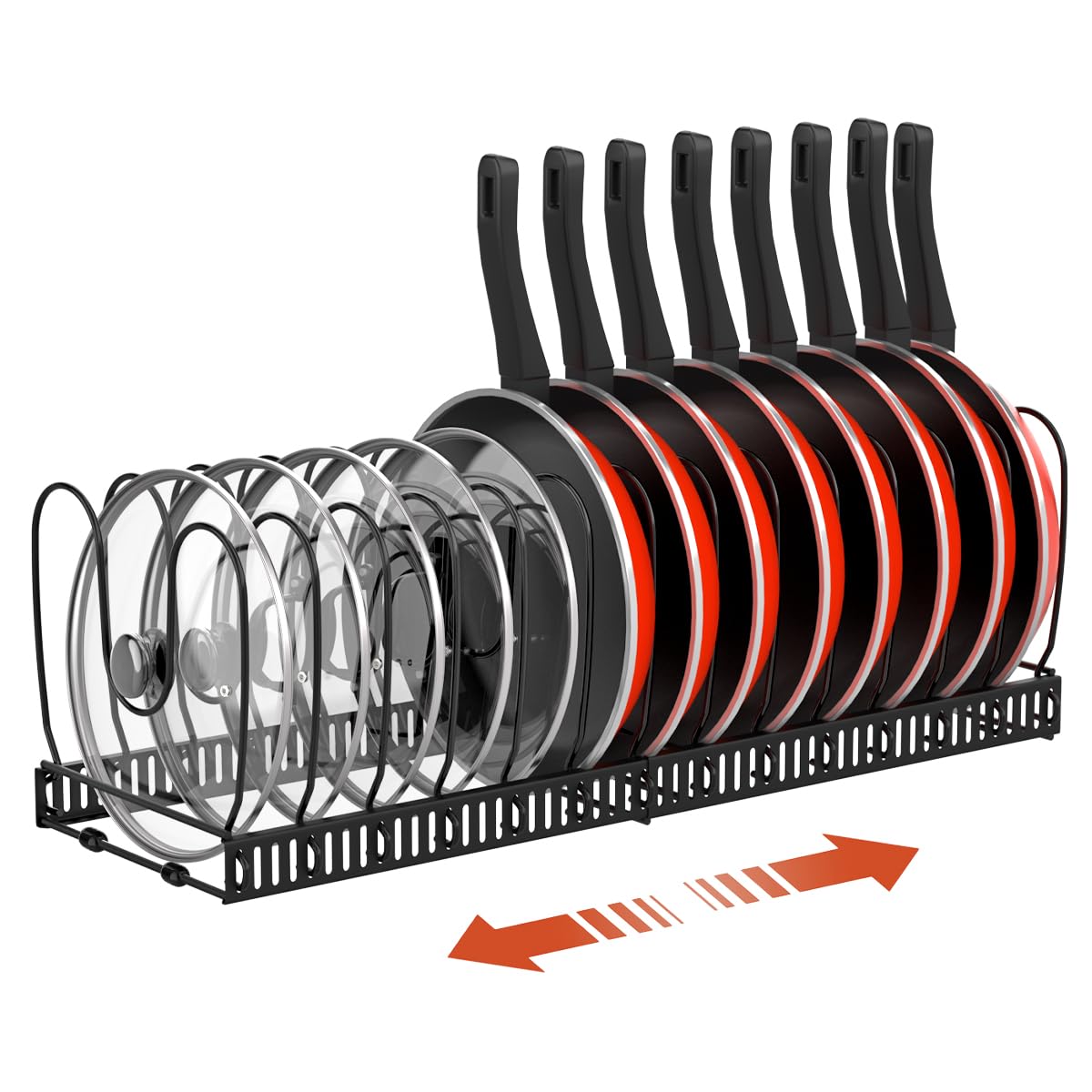 Housolution Pot and Pan Lid Organizer Holder Storage Rack, Black - Image 1