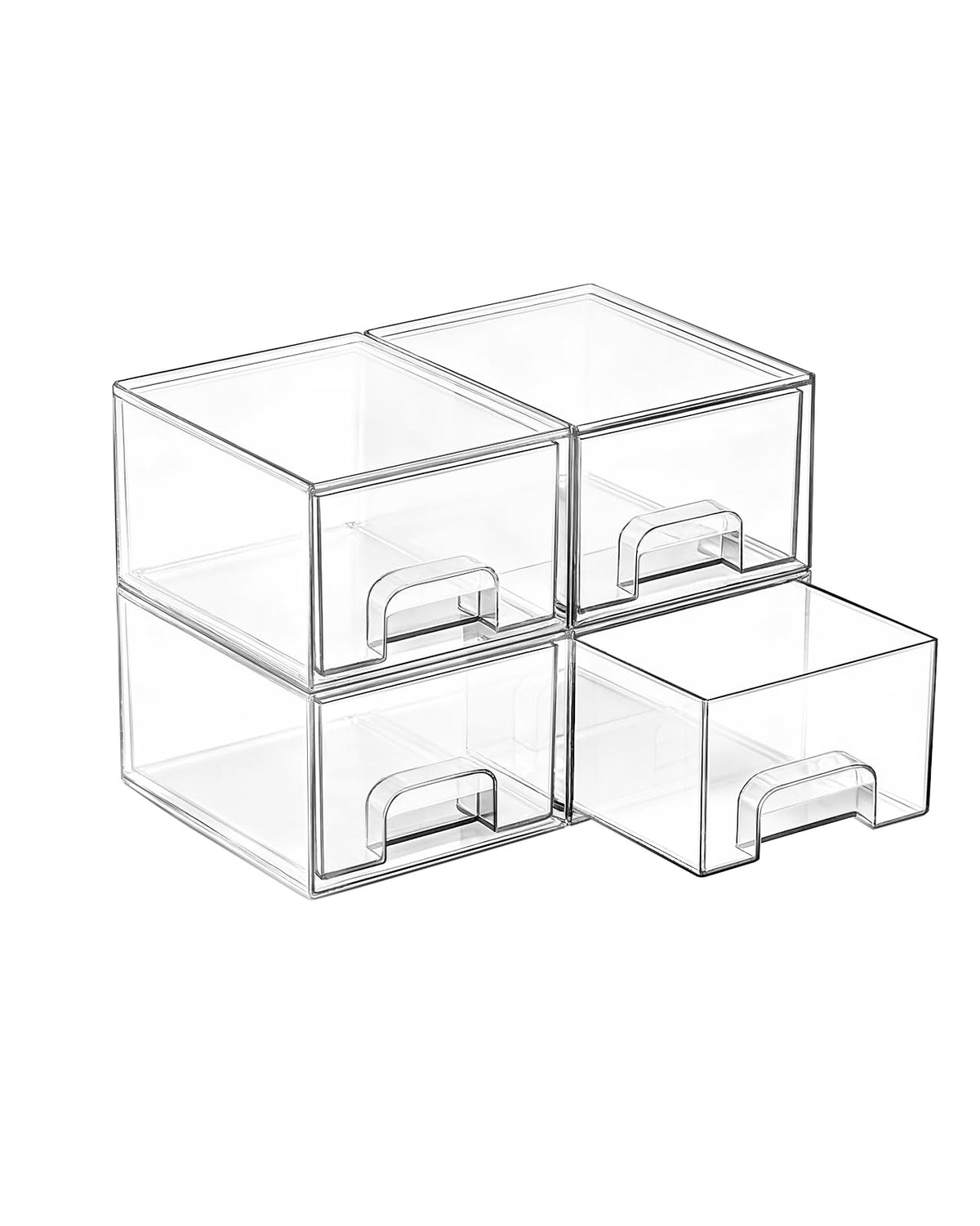 Vtopmart 4 Pack Small Clear Stackable Storage Drawer | Pull Out Organi - Image 1