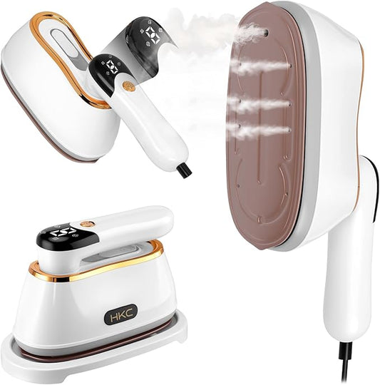 Biupky Travel Steamer for Clothes Portable Mini, 1200w Mini Iron Portable Steamer for Clothes, 4 Mode with LCD Display, 10s Fast Heating Travel Iron Garment Steamer for Clothes for Home Dorm Travel
