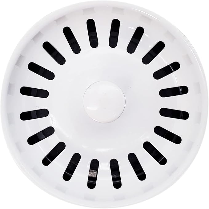 Westbrass A2089SEV-50 3-1/2" Kitchen Sink Waste Disposal Drain Flange and Basket Strainer, Powder Coat White