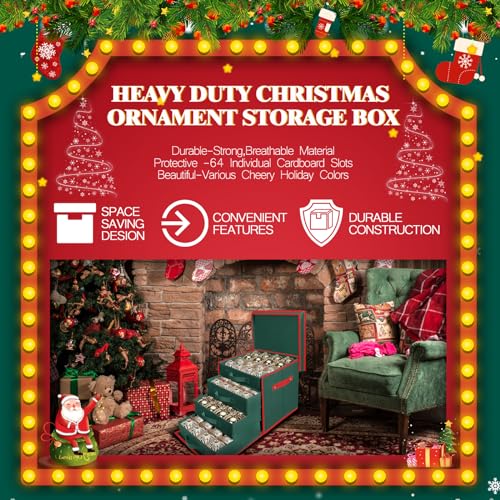 Premium Christmas Ornament Storage Box Keeps 64 3" & 4 - Image 7