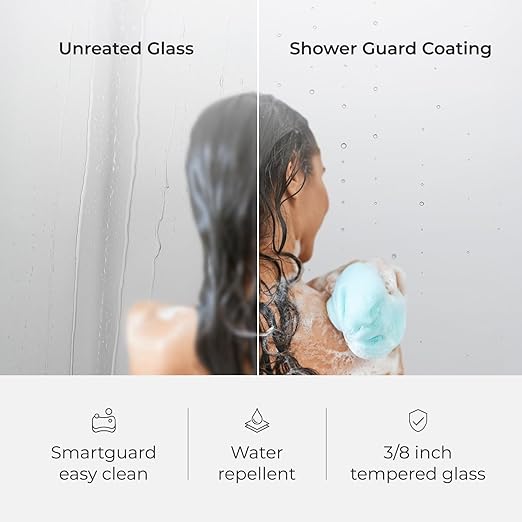 Fab Glass and Mirror Frameless Shower Door - 3/8" SGCC Tempered Safety Glass with SmartGuard Coating - Single Hinged Design - 28" x 80" Chrome Finish