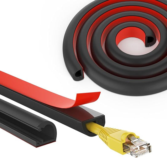 Wall Cord Hider 78 Inch, Self Adhesive Cable Hider Cord Cover for Wires, Flexible Wire Cover Cable Raceway for Cord Management W0.59 H0.39in Black