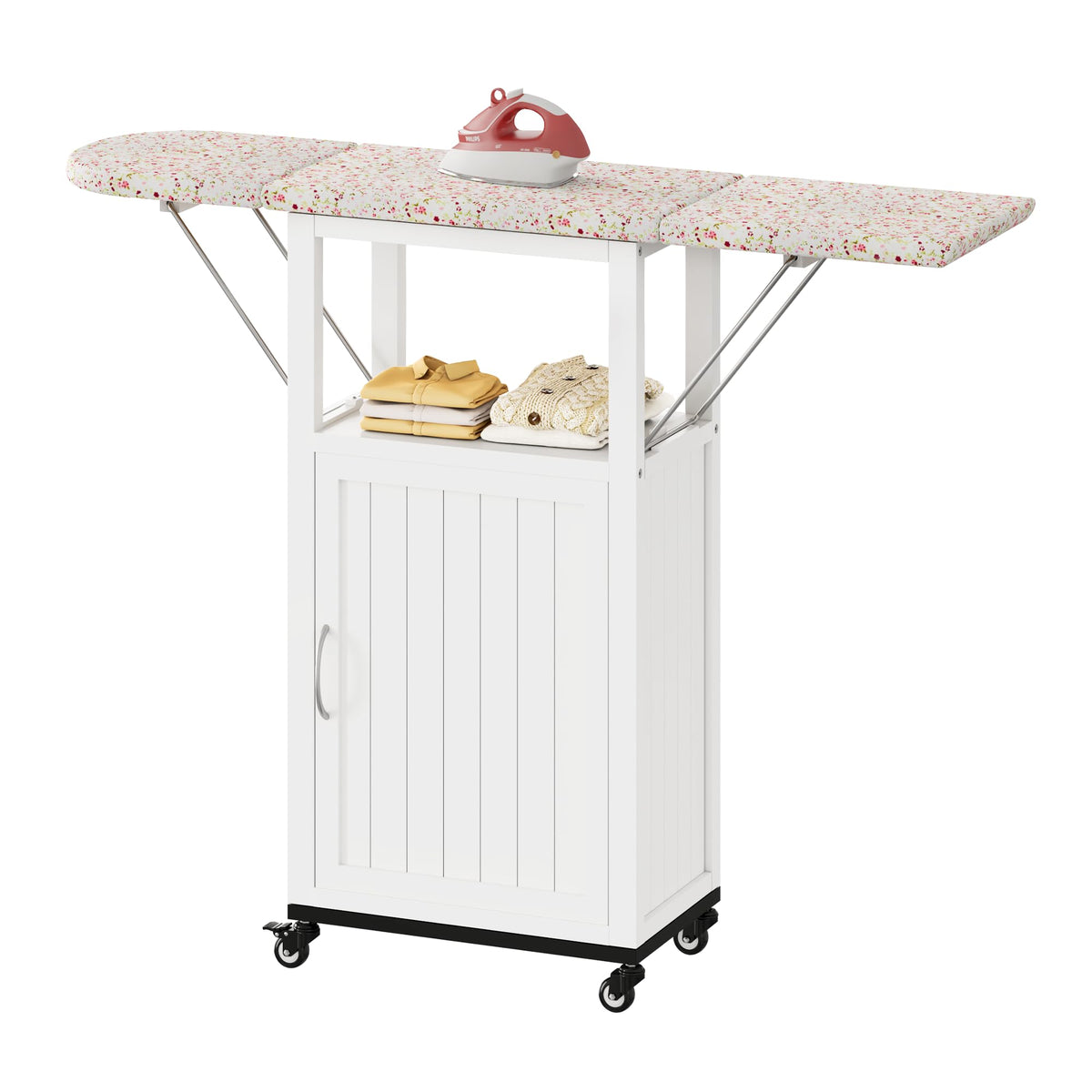 Rolling Ironing Board with Storage Cabinet, Folding Ironing Board - Image 1