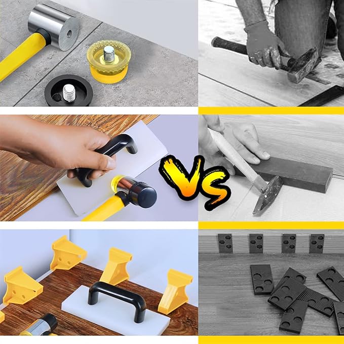 NAACOO Laminate Flooring Tools, Vinyl Flooring Tools, LVP Installation Kit, Tapping Block with Handle, 2 in 1 Spacers, Heavy Duty Pull Bar, Reinforced Double-Faced Mallet.
