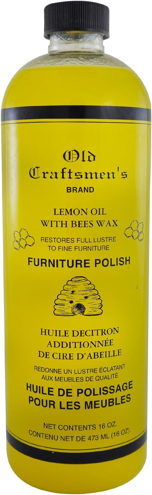 Fox Run Lemon Oil With Beeswax Furniture Polish and Conditioner, 16 ounces, Made in the USA