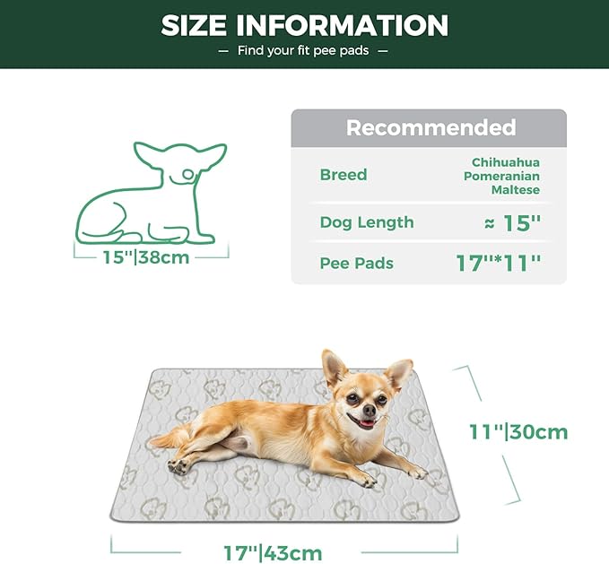 FXW Washable Pee Pads for Dogs, Puppy Pads with Super Absorbent, Specifically Designed for 18inch Cages, 11" x 17" Rectangle, Khaki, 1 Pack