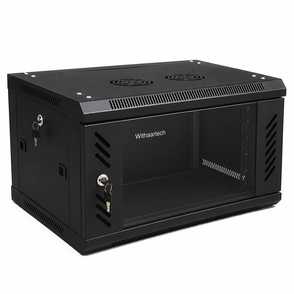 6U Wall Mount Server Rack Cabinet, Lockable Glass Door - Image 1
