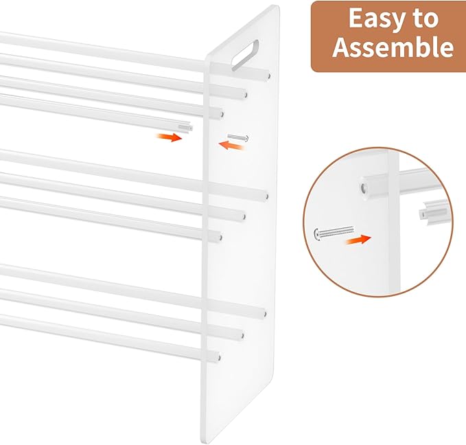 Acrylic Shoe Rack for Entryway, 3-Tier Free Standing Shoe Organizer, Minimalist Design Perferct for Door Entrance, Closet, Living Room (XL)