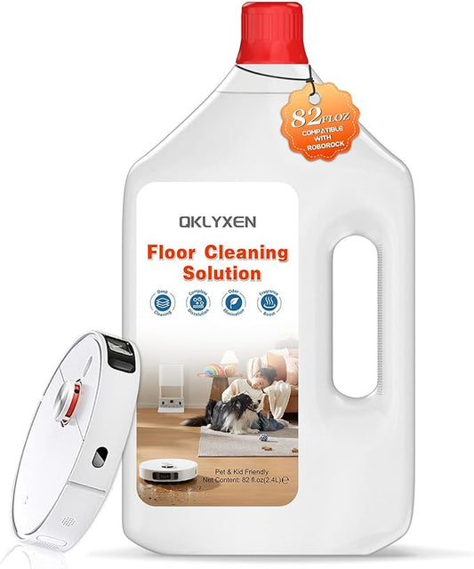 82FL OZ/2.42L Floor Cleaning Solution Compatible with Roborock (Q5/Q7/Q8/Q10/S7/S8/Saros 10R/F25/Qrevo Series), Floor Cleaner Refill for All Robot Vacuums & Cordless Wet Dry Vacuum with Mopping