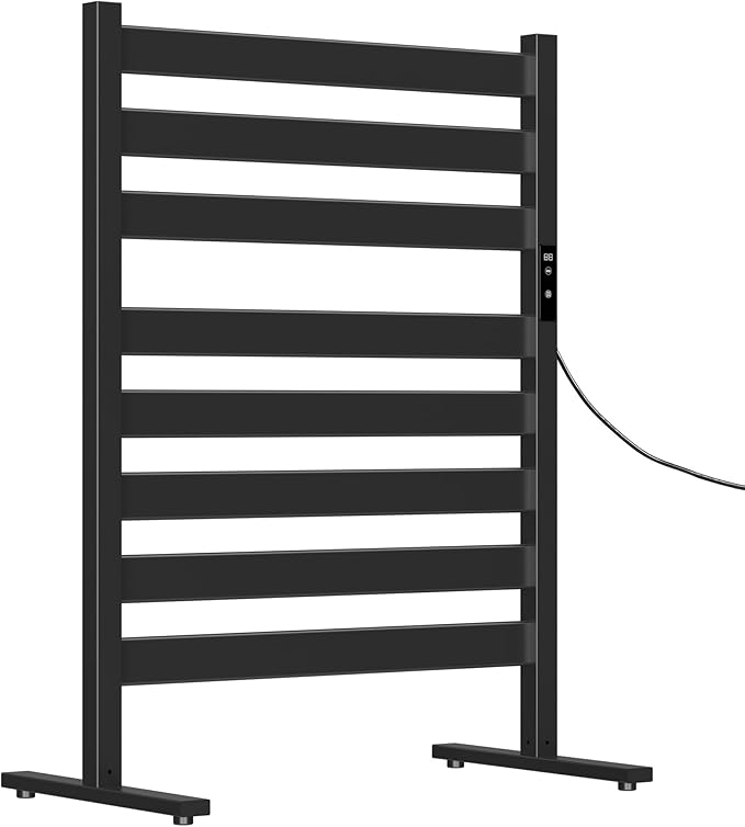 Towel Warmers for Bathroom, Heated Towel Racks, 8-Bar, Upgraded Extra-Wide Heating Area, Built-in Timer and Temperature Adjustment, Large Free-Standing Heated, Black
