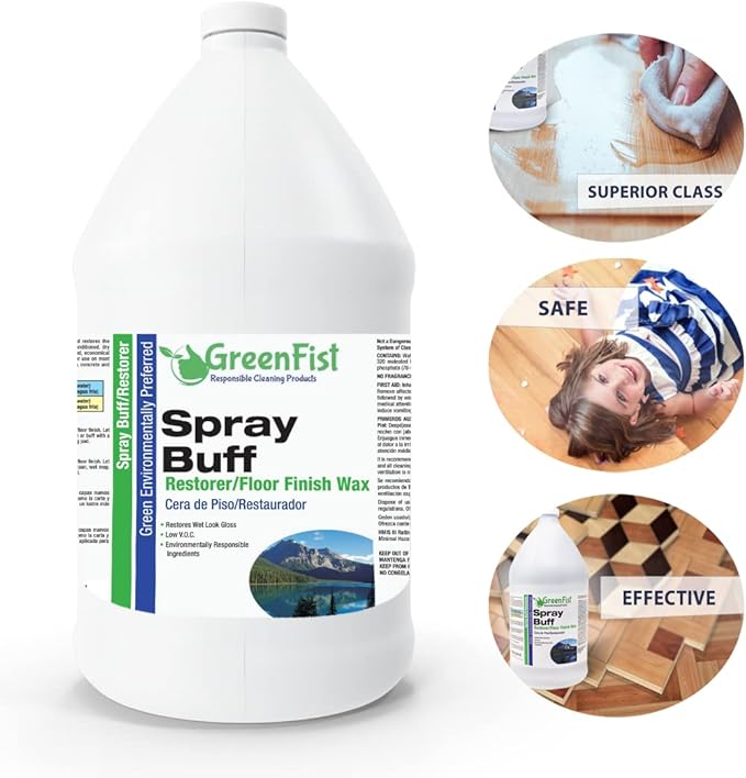 GreenFist Spray Buff Restorer Renewing Floor Finish Wax Polisher Buffer[ Removes Surface Marks, Conditioned, Dry and Spotless Floors ], 1 Gallon