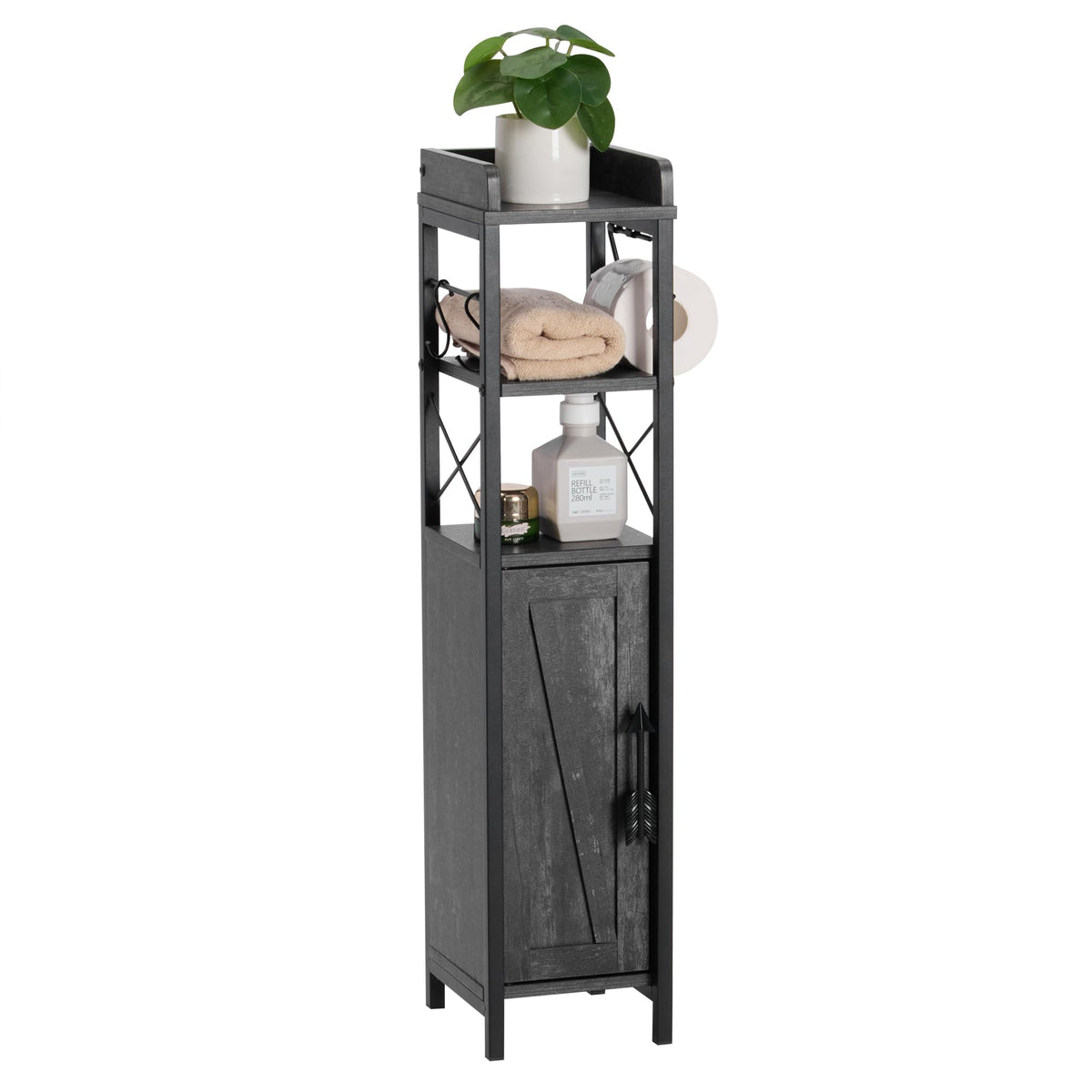 VECELO Small Bathroom Cabinet, Slim Toilet Paper Holder - Image 1
